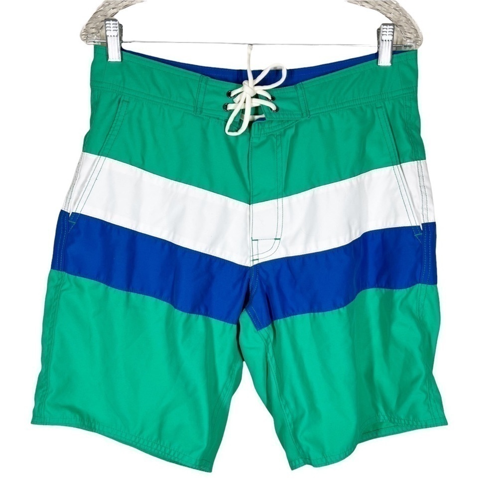 Bonobos Mens Color Block Green Blue Swim Trunks Size 32